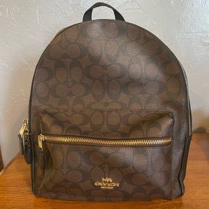 Coach Signature C Black Brown Medium Backpack Great Condition